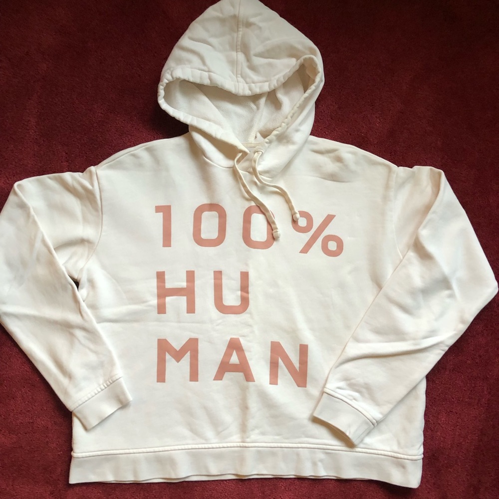 Everlane 100% Human Hoodie Sweatshirt - XS - Ivory/Pink